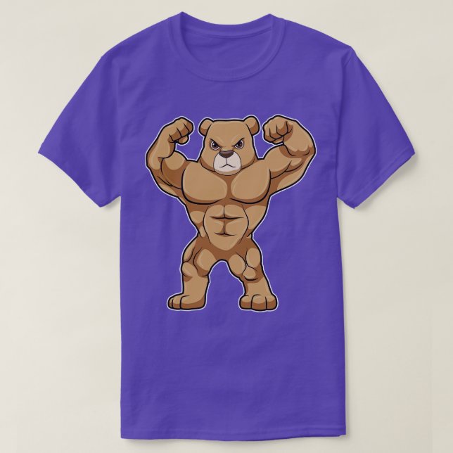 T-shirt Ours comme Bodybuilder avec de grands Muscles (Design devant)