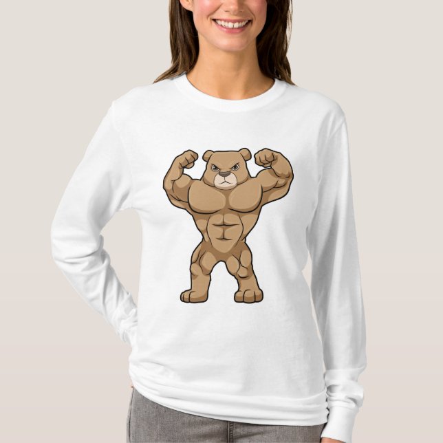 T-shirt Ours comme Bodybuilder avec de grands Muscles (Devant)