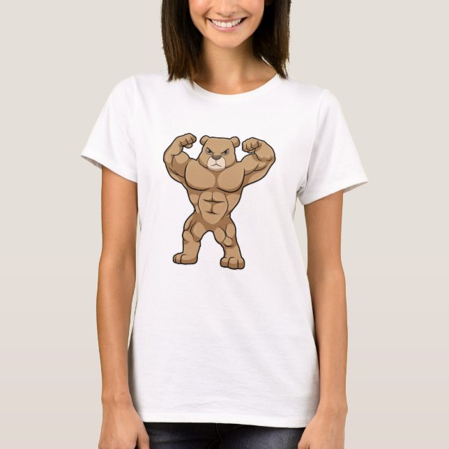 T-shirt Ours comme Bodybuilder avec de grands Muscles (Devant)