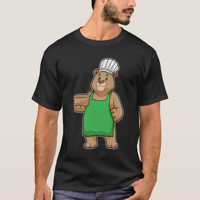 T-shirt Ours comme cuire avec tablier de Cuisine et Bowl (Devant)