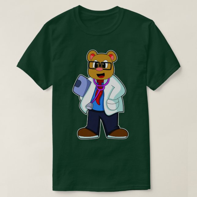 T-shirt Ours comme docteur avec stéthoscope (Design devant)
