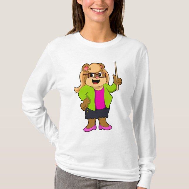 T-shirt Ours comme enseignant avec lunettes (Devant)