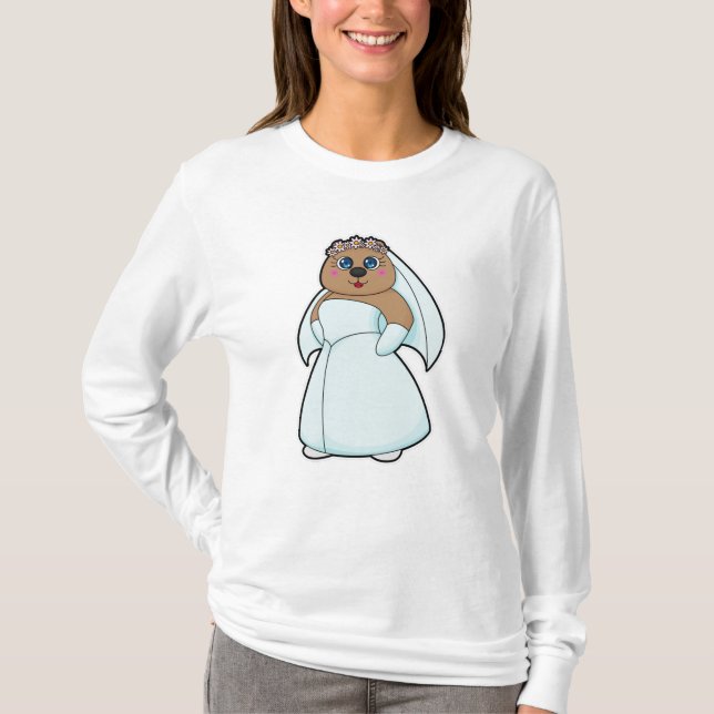 T-shirt Ours comme fiancée avec couronne de fleurs (Devant)