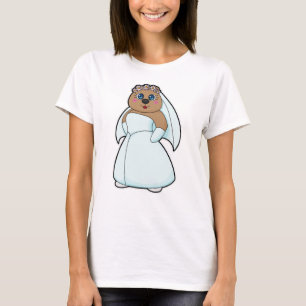 T-shirt Ours comme mariée avec couronne de fleurs
