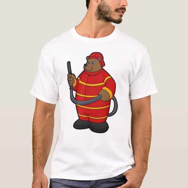 T-shirt Ours comme pompier avec tuyau (Devant)