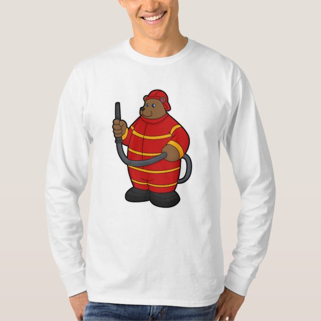 T-shirt Ours comme pompier avec tuyau (Devant)