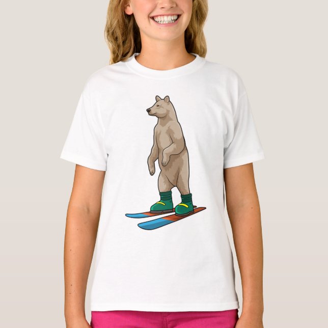 T-shirt Ours comme skieur avec ski (Devant)
