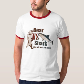 T-shirt Ours contre le requin. Qui gagnera ? vous décidez
