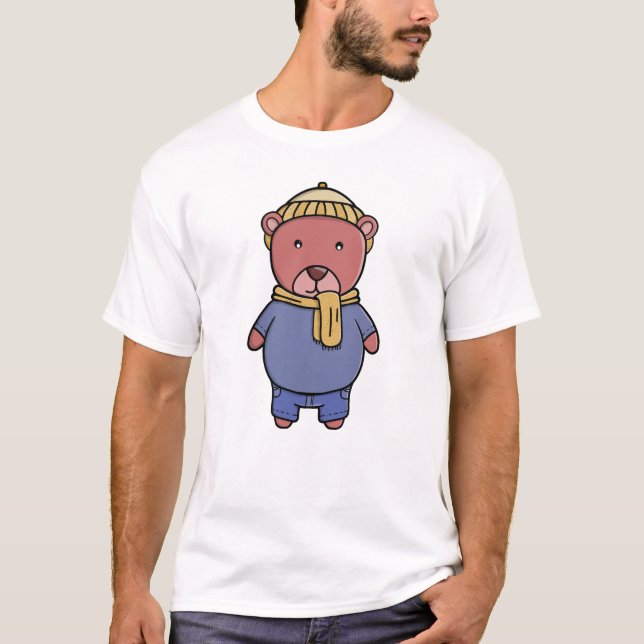T-shirt Ours Cozy en tenue d'hiver (Devant)