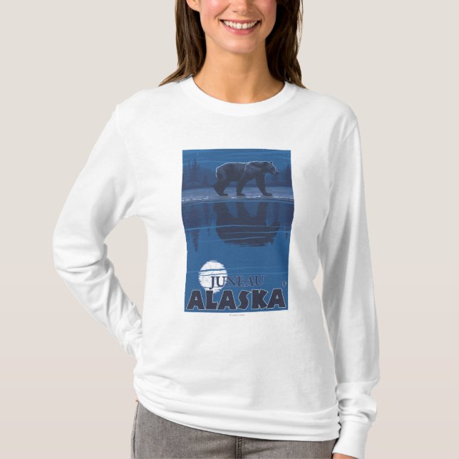 T-shirt Ours dans le clair de lune - Juneau, Alaska (Devant)