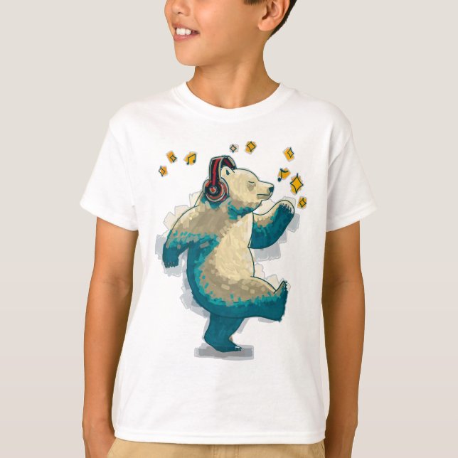 T-shirt Ours dansant avec écouteurs (Devant)