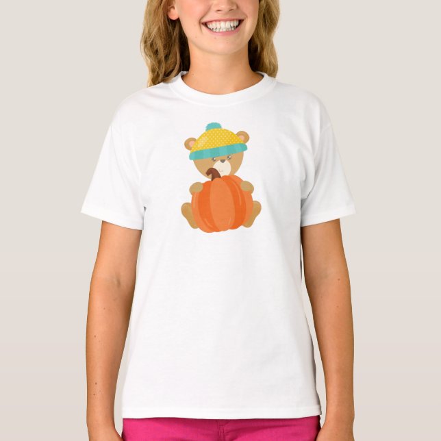T-shirt Ours D'Automne, Ours Mignons, Ours Avec Casquette, (Devant)