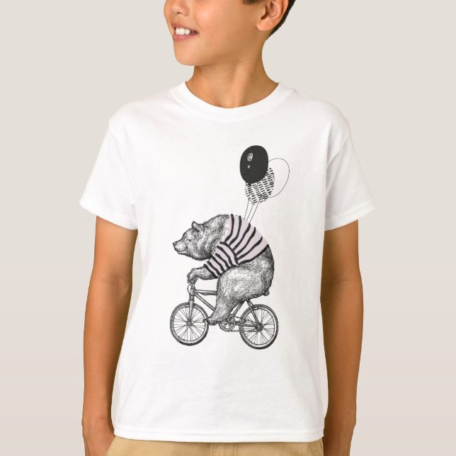 T-shirt Ours de bicyclette de ballon (Devant)