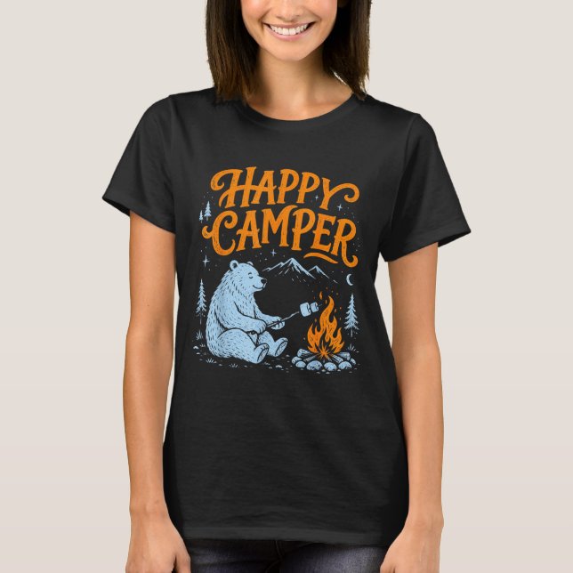 T-shirt Ours de campeur heureux design de torréfaction de  (Devant)
