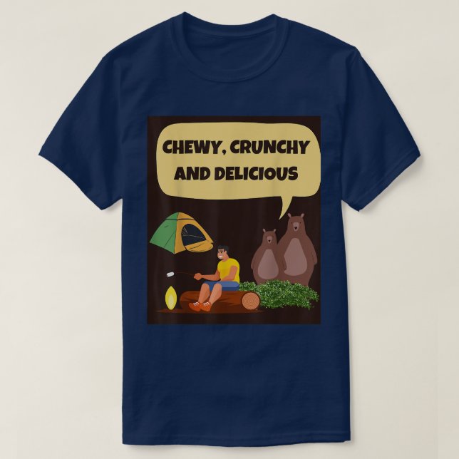 T-shirt Ours de camping CHEWY, CRUNCHY ET DÉLICIEUX (Design devant)