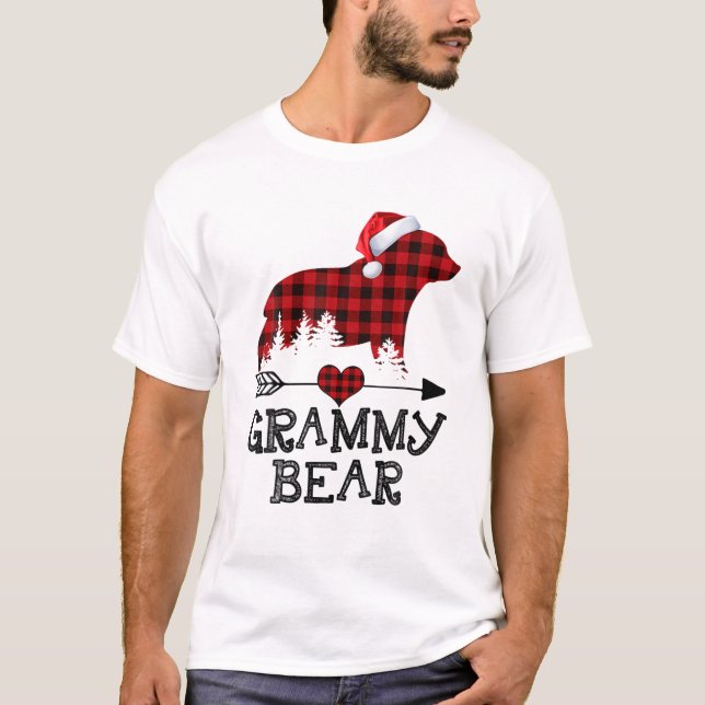 T-shirt Ours de Grammy Pyjama de Noël Rouge Plaid Buffalo  (Devant)
