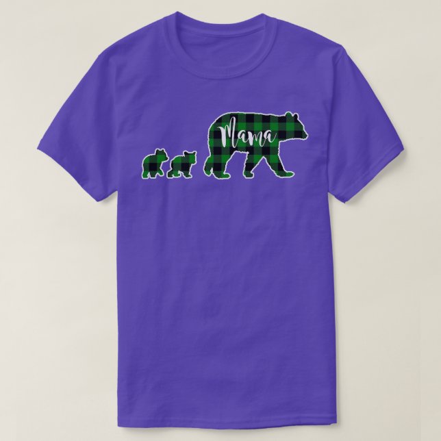 T-shirt Ours de maman avec deux 2 Cubes Chec Buffle vert n (Design devant)