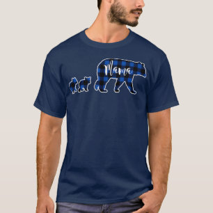 T-shirt Ours de maman avec deux 2 Cubes Chèque Buffle Bleu