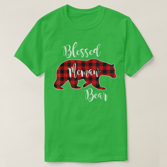 T-shirt Ours de mât béni Rouge Buffalo Vérifier Plaid Fun  (Design devant)