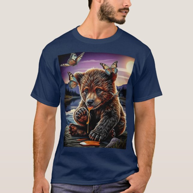 T-shirt Ours de miel et papillons (Devant)