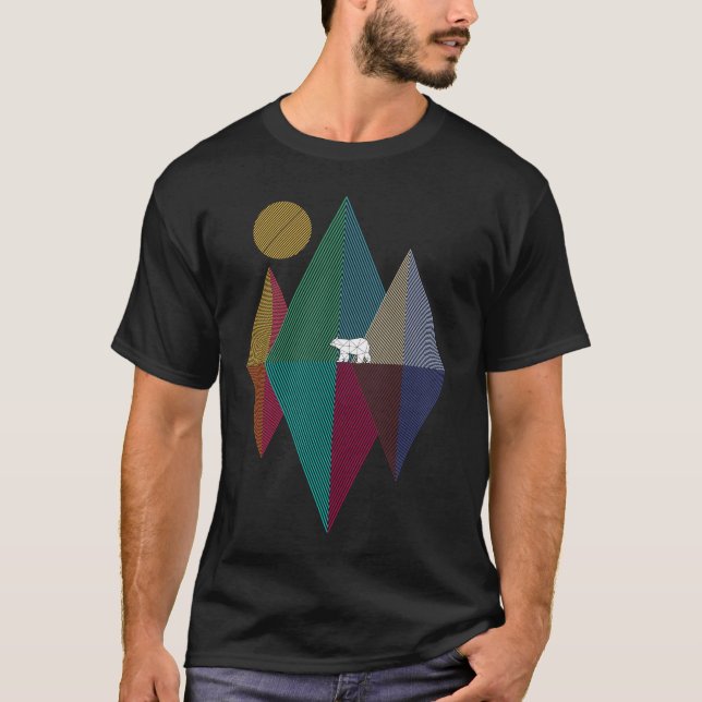 T-shirt Ours de montagne géométrique (Devant)