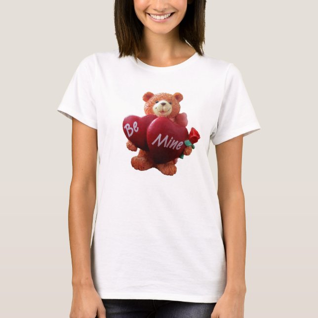 T-shirt Ours de nounours avec deux coeurs et un rose (Devant)