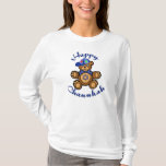 T-shirt Ours de nounours heureux de Chanukah<br><div class="desc">L'ours de nounours mignon avec une étoile juive sur son coffre souhaite à tout le monde un Chanukah heureux.</div>