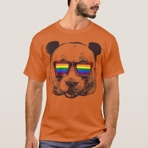 T-shirt Ours de panda avec lunettes arc-en-ciel