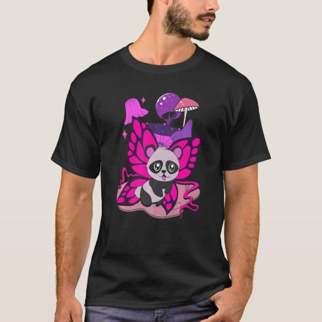 T-shirt Ours de Panda d'insecte Papillon Champignons Cute  (Devant)