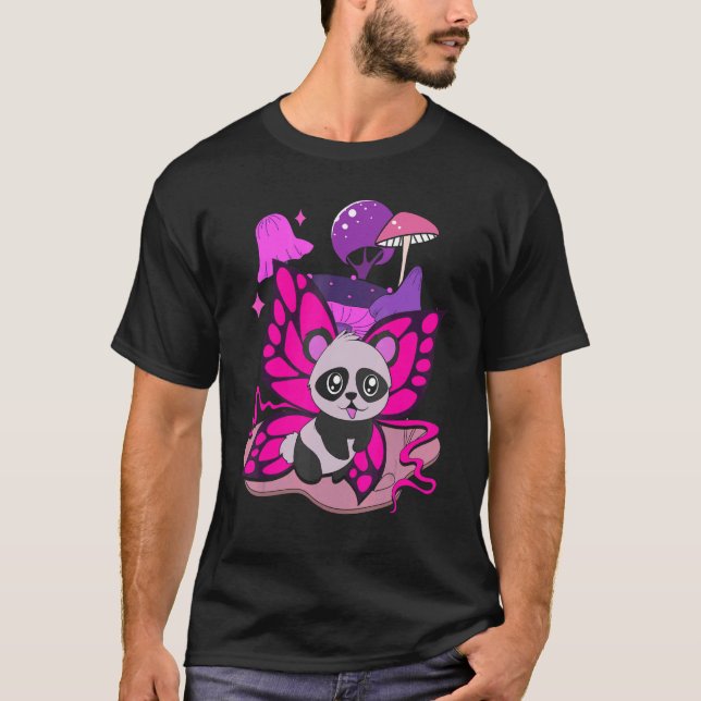 T-shirt Ours de Panda d'insecte Papillon Champignons Cute  (Devant)