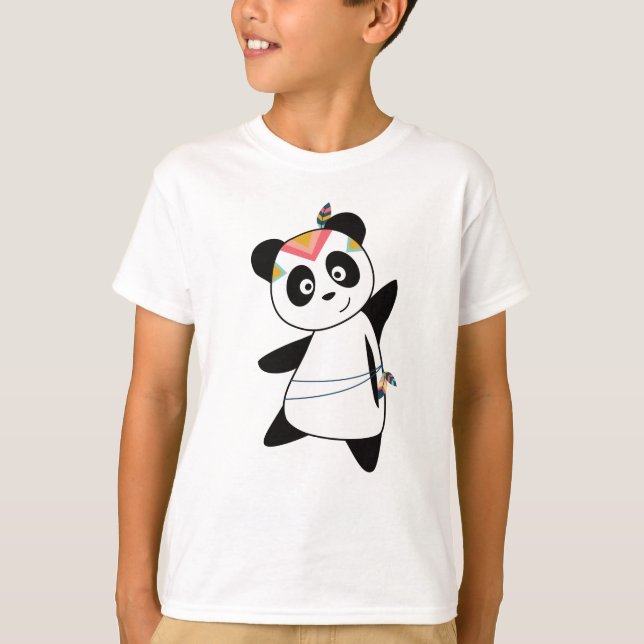 T-shirt Ours De Panda Indien Fashant Teddy Plumes mignonne (Devant)