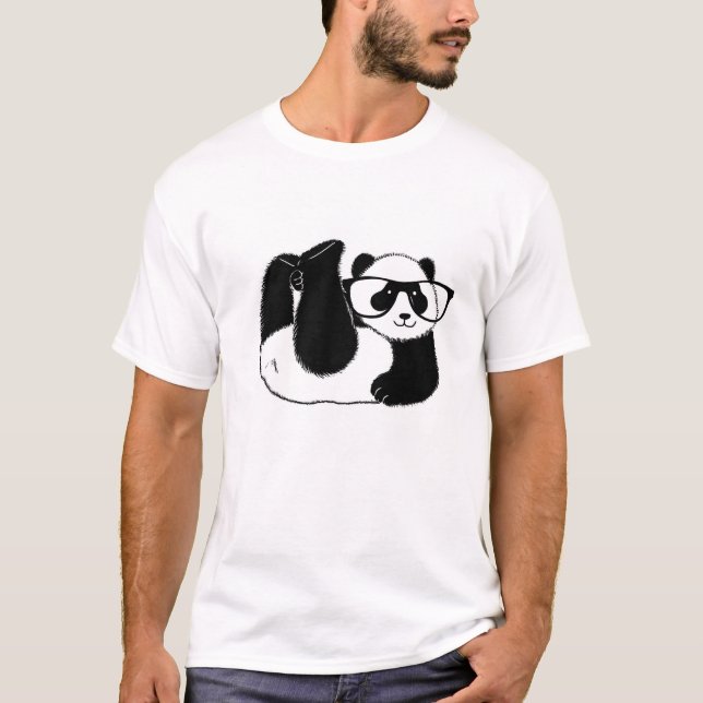 T-shirt Ours de Panda mignonne portant des lunettes (Devant)