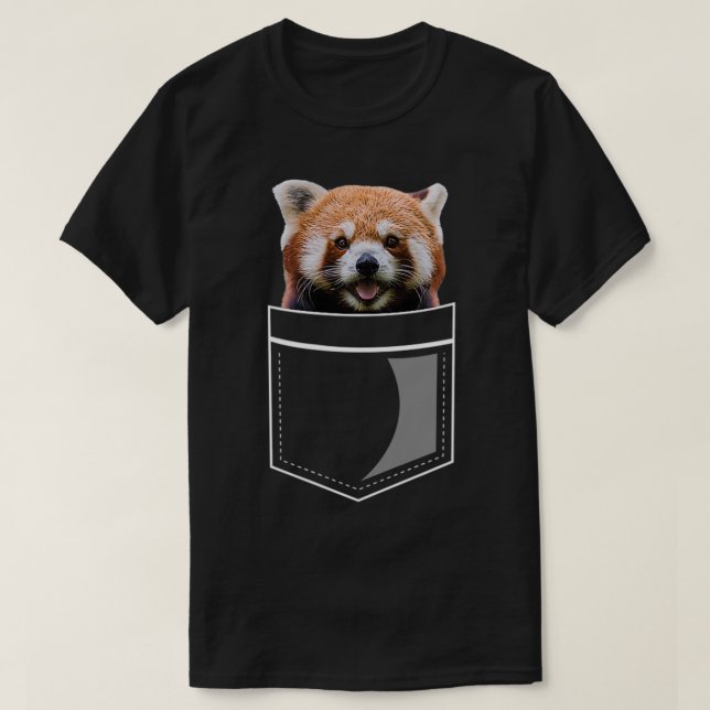T-shirt Ours De Panda Rouge Drôle Dans La Poitrine Pocket  (Design devant)