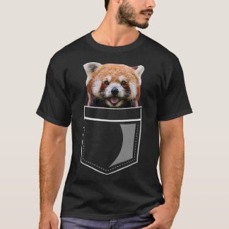 T-shirt Ours De Panda Rouge Drôle Dans La Poitrine Pocket 