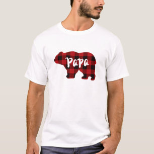 T-shirt Ours de Papa - plaid noir rouge