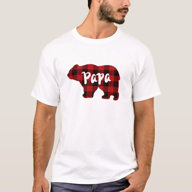 T-shirt Ours de Papa - plaid noir rouge (Devant)