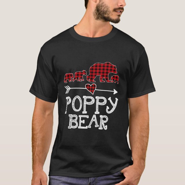 T-shirt Ours de pavot Pyjama de Noël Buffle Rouge Plaid Fa (Devant)