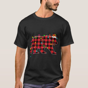 T-shirt Ours drôle Arbre de Noël Rouge Plaid Xmas Animaux 