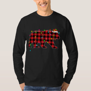 T-shirt Ours drôle Arbre de Noël Rouge Plaid Xmas Animaux