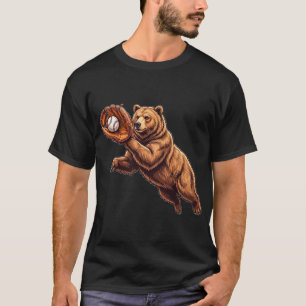 T-shirt Ours drôle attrapant une balle Baseball Animal sau