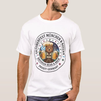 T-shirt Ours drôle en Lederhosen tenant des mugs de bière