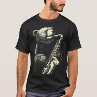 T-shirt Ours drôle jouant du saxophoniste musicien de jazz