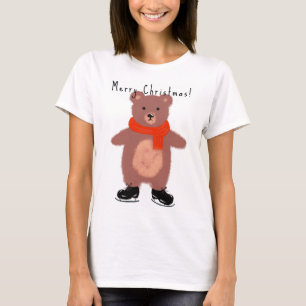 T-shirt Ours drôle sur les patins d'hiver