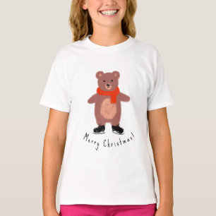 T-shirt Ours drôle sur les patins d'hiver