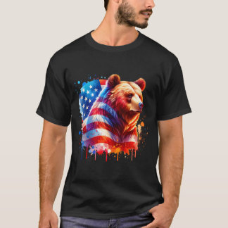 T-shirt Ours du 4 juillet Patriote Papa Américain Drapeau