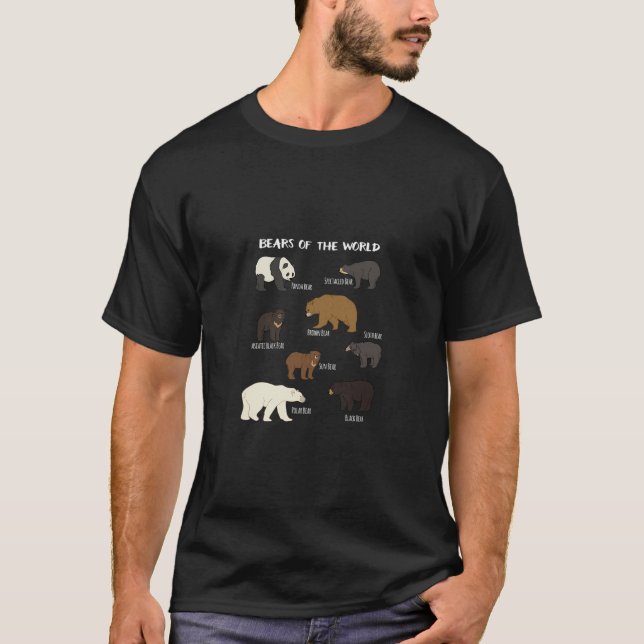T-shirt Ours Du Monde Grizzly Ours Panda Noir Polar (Devant)