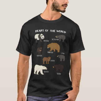 T-shirt Ours Du Monde Grizzly Ours Panda Noir Polar