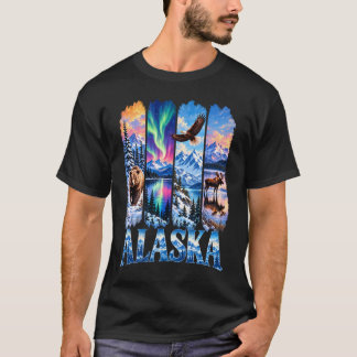 T-shirt Ours Élan Aigle Aurore Lac Et Montagne W d'Alaska