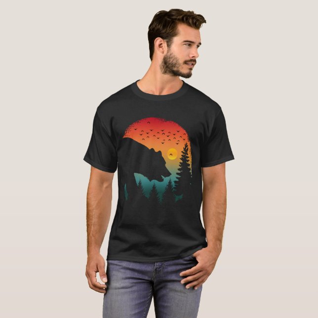 T-shirt Ours En Forêt Vintage (Devant entier)