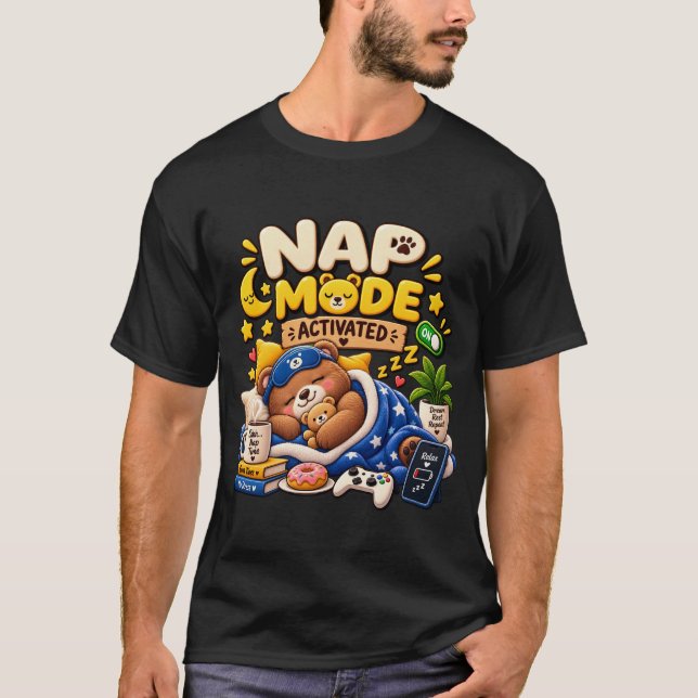 T-shirt Ours en mode sieste activé – Ours endormi drôle et (Devant)